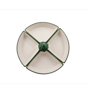 Thirstystone Lazy Susan with Condiment Bowls, Set of 5 - White, Green